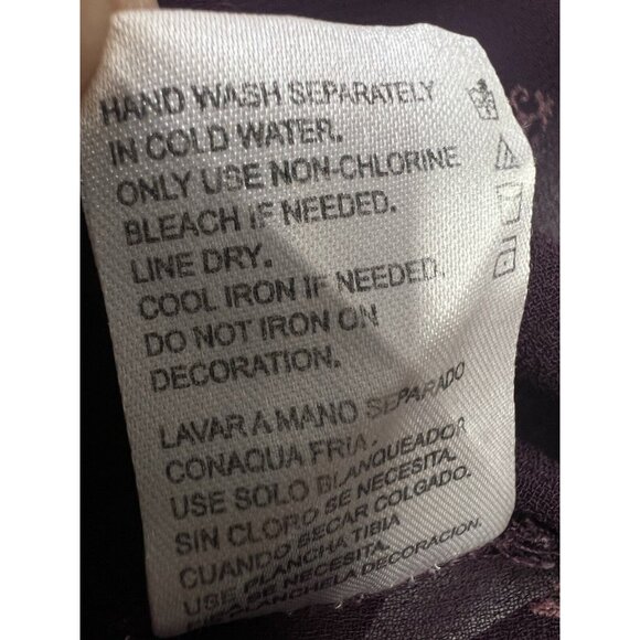 Bila Top Women XXL Burgundy Sheer Popover V Neck Long Sleeve Beaded Embroidered - Picture 14 of 14